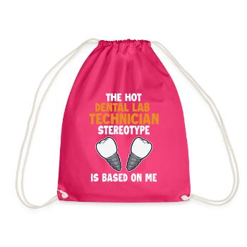 Hot Dental Lab Technician Stereotype Zahnlabor - Drawstring Bag - fuchsia - Front