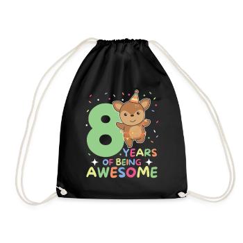 Deer for 8th birthday Children eight years old - Drawstring Bag - black - Front
