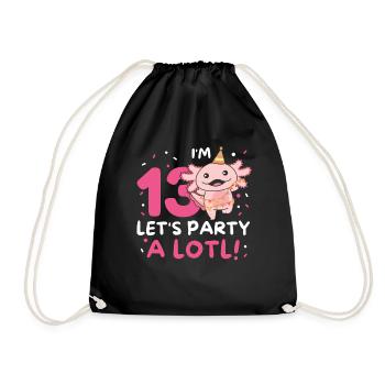 13th Birthday Axolotl Thirteen Years Sweet Axolotls - Drawstring Bag - black - Front