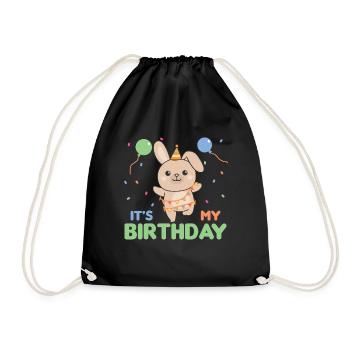 Lapin d’anniversaire pour les enfants c’est mon anniversaire - Sac de sport léger - noir - Devant