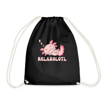 Relaxolotl Axolotl lovers sweet animals relax - Drawstring Bag - black - Front