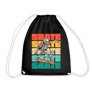 Skateboarding Coole Skateboarder Skelett Bunt - Turnbeutel - Schwarz - Vorne