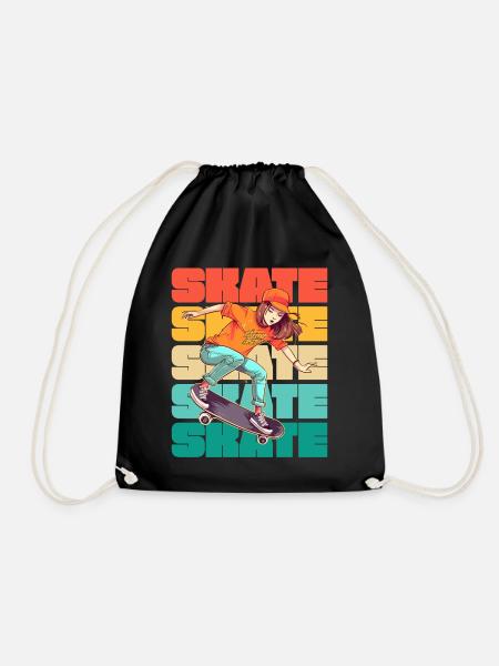Skateboard Cool Skater Girl Colorful - Sac de sport léger - noir