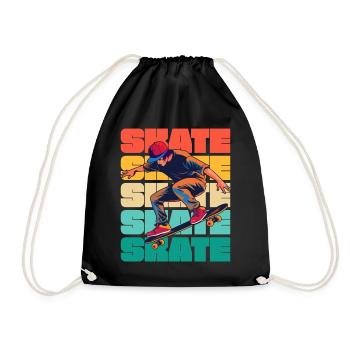 Skateboarding Cool Skater Boy Colorful - Drawstring Bag - black - Front