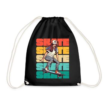 Skateboard Cool Skater Girl Colorful - Sac de sport léger - noir - Devant