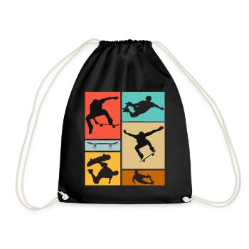 Skateboard Cool Skateboarder Collage Coloré - Sac de sport léger - noir - Devant