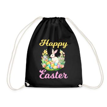 Frohe Ostern Hase Osterei für einen Osterhasen - Turnbeutel - Schwarz - Vorne