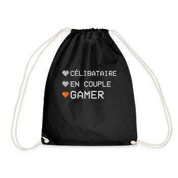 Célibataire Couple Gamer Cadeau Geek St Valentin - Sac de sport léger - noir - Devant