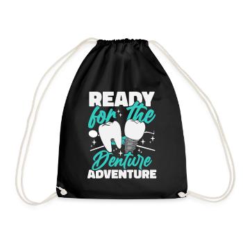 Ready For The Denture Adventure Dental Lab - Drawstring Bag - black - Front