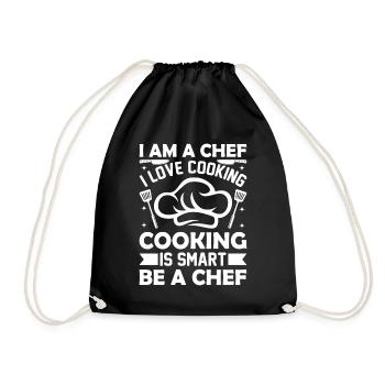 I Am A Chef I Love Cooking Cooking Is Smart Be Coo - Drawstring Bag - black - Front
