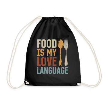 Food Is My Love Language Cooks Chef Instruments Ki - Turnbeutel - Schwarz - Vorne