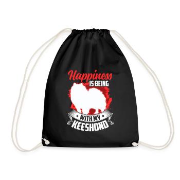 Wolfsspitz makes me happy German Keeshond - Drawstring Bag - black - Front