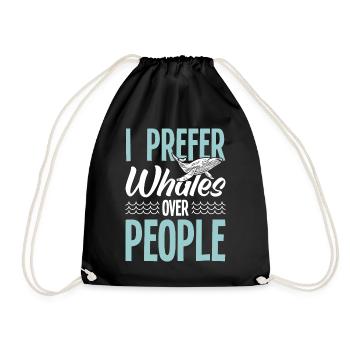 Whale Watching Whale Watching Orca Blue Whale - Drawstring Bag - black - Front