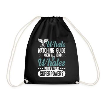 Whale Watching Whale Watching Orca Blue Whale - Drawstring Bag - black - Front