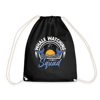 Whale Watching Whale Watching Orca Blue Whale - Drawstring Bag - black - Front