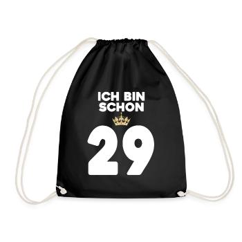 29. Geburtstag Geschenk - 29 Jahre mit Krone - Turnbeutel - Schwarz - Vorne