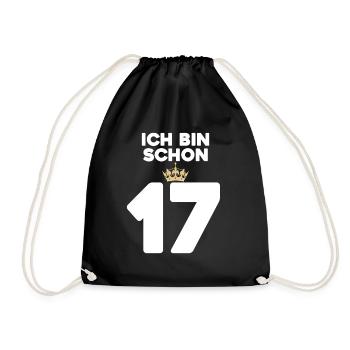17. Geburtstag Geschenk - 17 Jahre mit Krone - Turnbeutel - Schwarz - Vorne