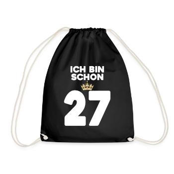 27. Geburtstag Geschenk - 27 Jahre mit Krone - Turnbeutel - Schwarz - Vorne
