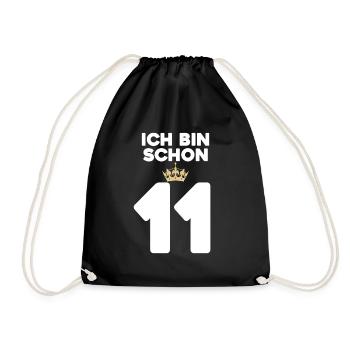 11. Geburtstag Geschenk - 11 Jahre mit Krone - Turnbeutel - Schwarz - Vorne