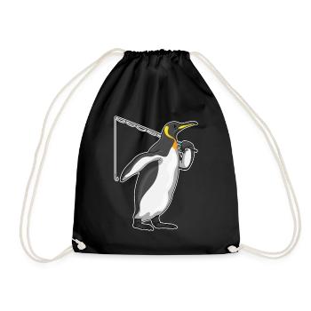 Pinguin Angler Angelrute Angeln - Turnbeutel - Schwarz - Vorne