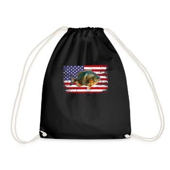 Bluegill American Flag - Drawstring Bag - black - Front