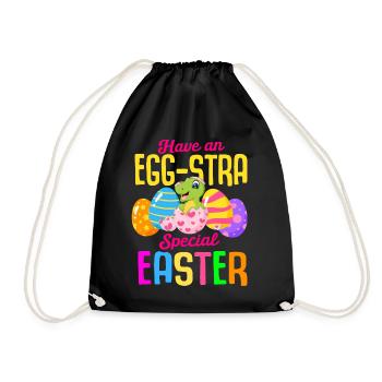 Easter T-rex Dinosaur Rabbit Easter Holiday - Drawstring Bag - black - Front