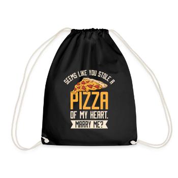 Pizza Foodie Relationship Fast Food Pick Up Lines - Drawstring Bag - black - Front