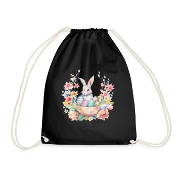 Frohe Ostern Hase Osterei für einen Osterhasen - Turnbeutel - Schwarz - Vorne