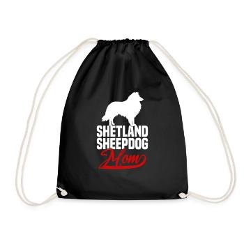 Shetland Sheepdog Sheltie Mom - Drawstring Bag - black - Front