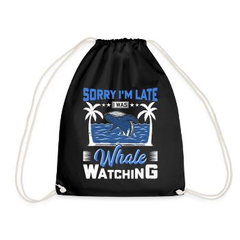 Whale Watching Whale Watching Orca Blue Whale - Drawstring Bag - black - Front