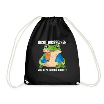 Pinguin Nicht Ansprechen Vor Dem Ersten Kaffee - Turnbeutel - Schwarz - Vorne