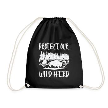 World Wildlife Day Retro Bison Wildlife Animal - Drawstring Bag - black - Front