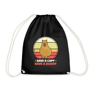 Welttierschutztag Capybara Tierschutz Retro - Turnbeutel - Schwarz - Vorne