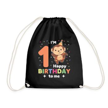 Monkey for 1st birthday for children one year old - Drawstring Bag - black - Front
