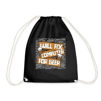 Will Fix Computer For Beer IT Operations Admin - Drawstring Bag - black - Front