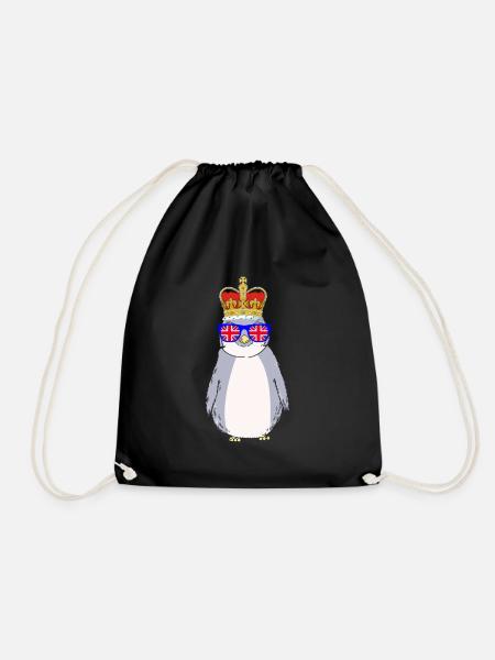 Pingouin Queen Elizabeth II Couronne britannique - Sac de sport léger - noir