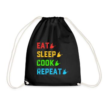 Manger Dormir Cuire Répéter Griller Barbecue Cuisson Un - Sac de sport léger - noir - Devant