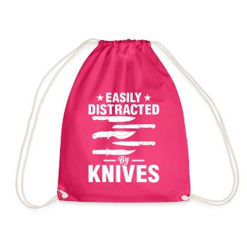 Easily Distracted By Knives Chefs Tools Cook Chef - Turnbeutel - Fuchsia - Vorne