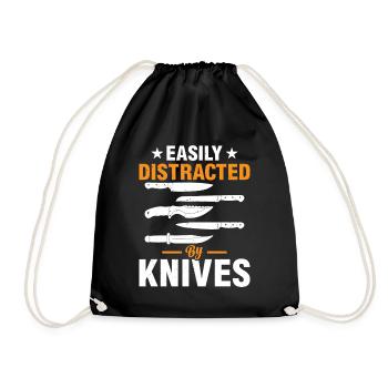 Easily Distracted By Knives Chefs Tools Kitchen Fo - Turnbeutel - Schwarz - Vorne