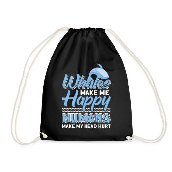 Whale Watching Whale Watching Orca Blue Whale - Drawstring Bag - black - Front