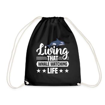 Whale Watching Whale Watching Orca Blue Whale - Drawstring Bag - black - Front