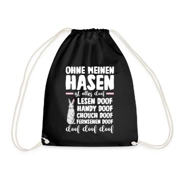 Nagetier Kaninchen Hase - Turnbeutel - Schwarz - Vorne