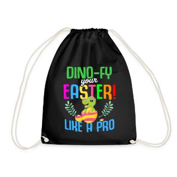 Ostern T-rex Dinosaurier Kaninchen Osterhase - Turnbeutel - Schwarz - Vorne