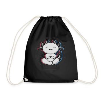 Namaste Axolotl Mandala Lotus Meditation Axolotl - Drawstring Bag - black - Front
