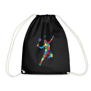 Low Poly Federball Polygon Badminton - Drawstring Bag - black - Front