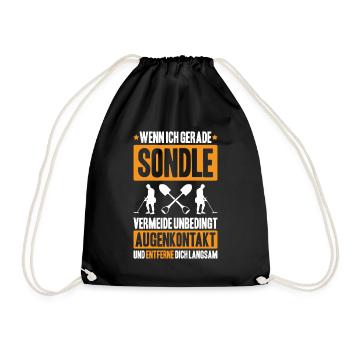 Sondengänger Sondler Metalldetektor Detectorist - Turnbeutel - Schwarz - Vorne