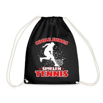 COOLE JUNGS SPIELEN TENNIS Das Lustige - Turnbeutel - Schwarz - Vorne