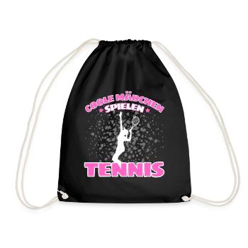 COOLE MÄCHEN SPIELEN TENNIS Lustiges - Turnbeutel - Schwarz - Vorne