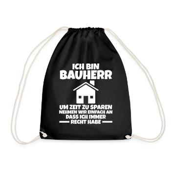 Ich Bin Bauherr - Turnbeutel - Schwarz - Vorne