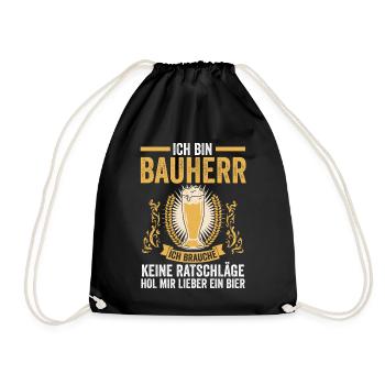 Bier Bauherr - Turnbeutel - Schwarz - Vorne
